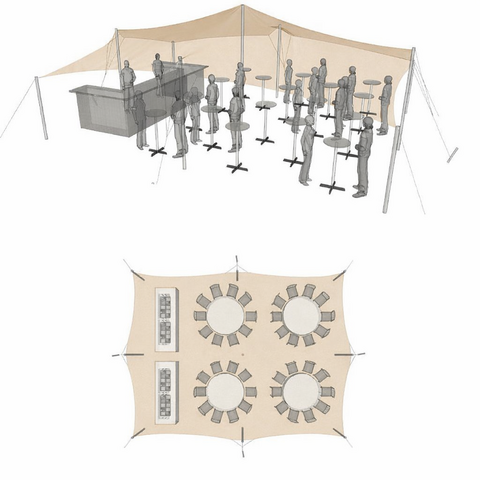 stretch tent opstelling 75m2